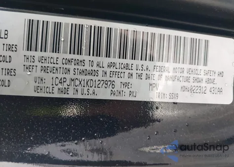 2019 Jeep Cherokee Latitude 4X4 z USA, uszkodzony, nr VIN 1C4PJMCX1KD127976